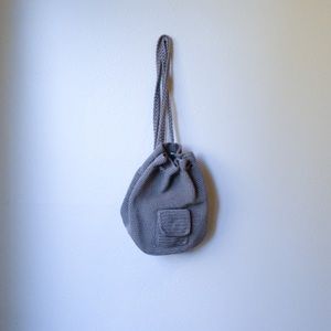 Tan Woven Bucket Backpack Sax